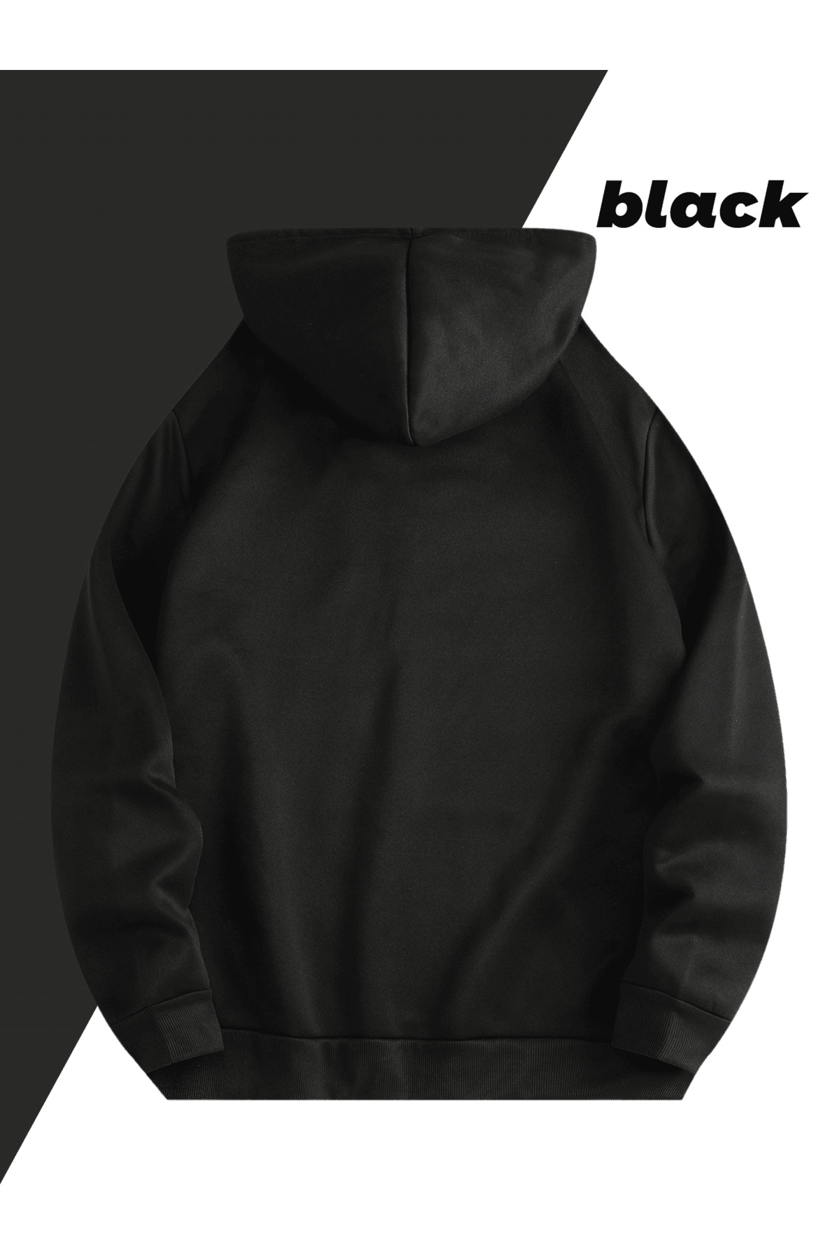 Unisex Oversize Kapüşonlu Sweatshirt Smile Face Desenli - Siyah - görsel 2