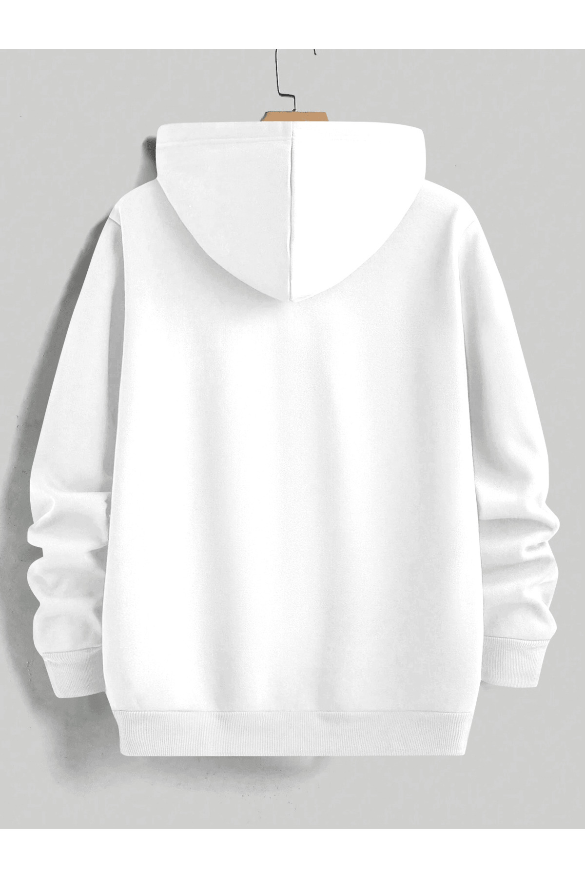 Unisex Oversize Kapüşonlu Sweatshirt Nabız Desenli - Beyaz - görsel 2