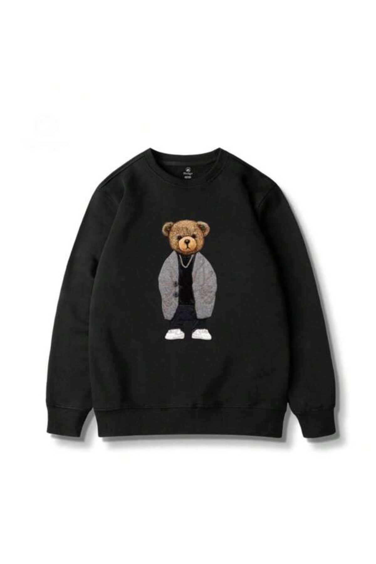 Teddy Bear Print Unisex Sweatshirt - Black