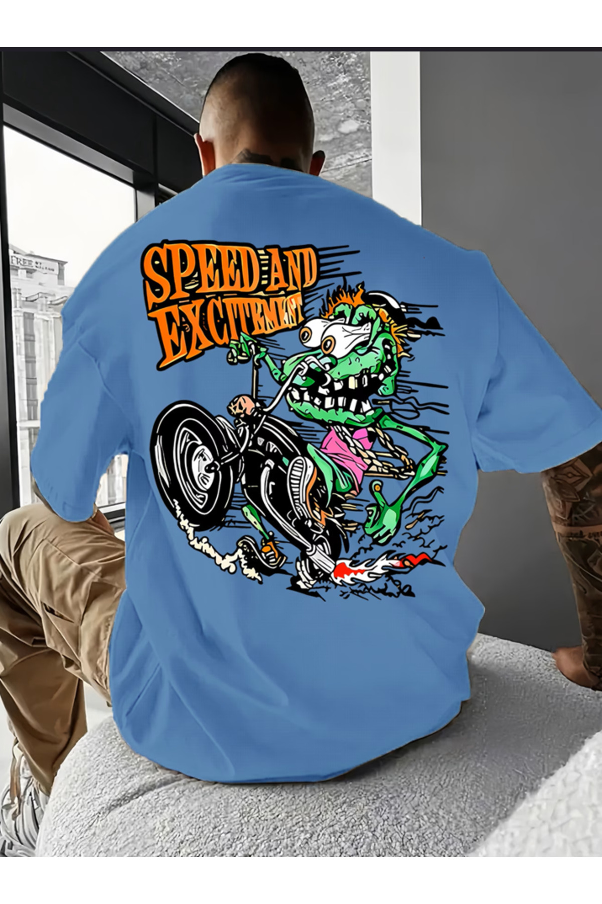 تيشيرت ستريت وير بريميوم للجنسين - أزرق