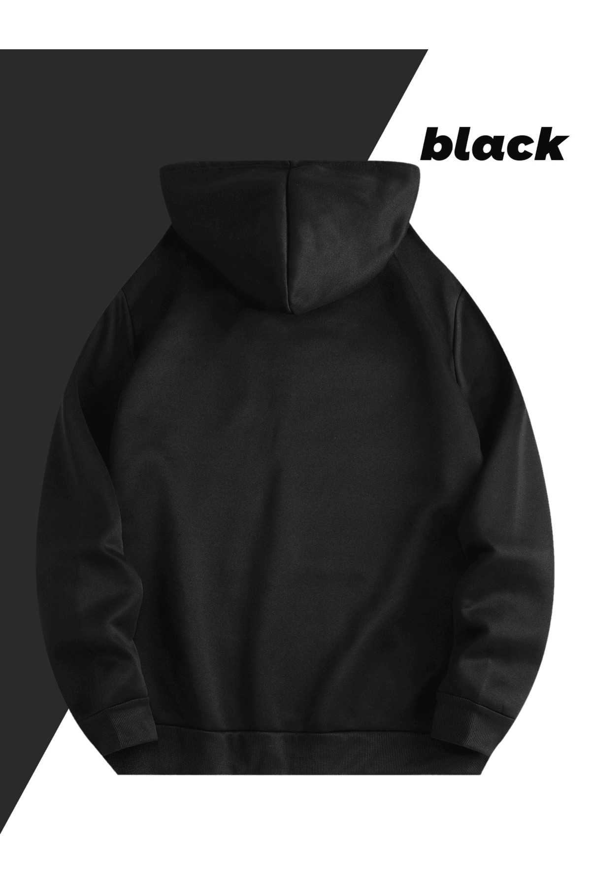 Unisex Oversize Kapüşonlu Sweatshirt Uçak Desenli - Siyah - görsel 2