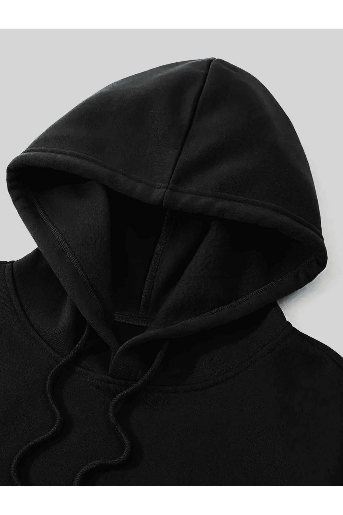 Unisex Oversize Hooded Sweatshirt with Minimal Logo - Black - image 2