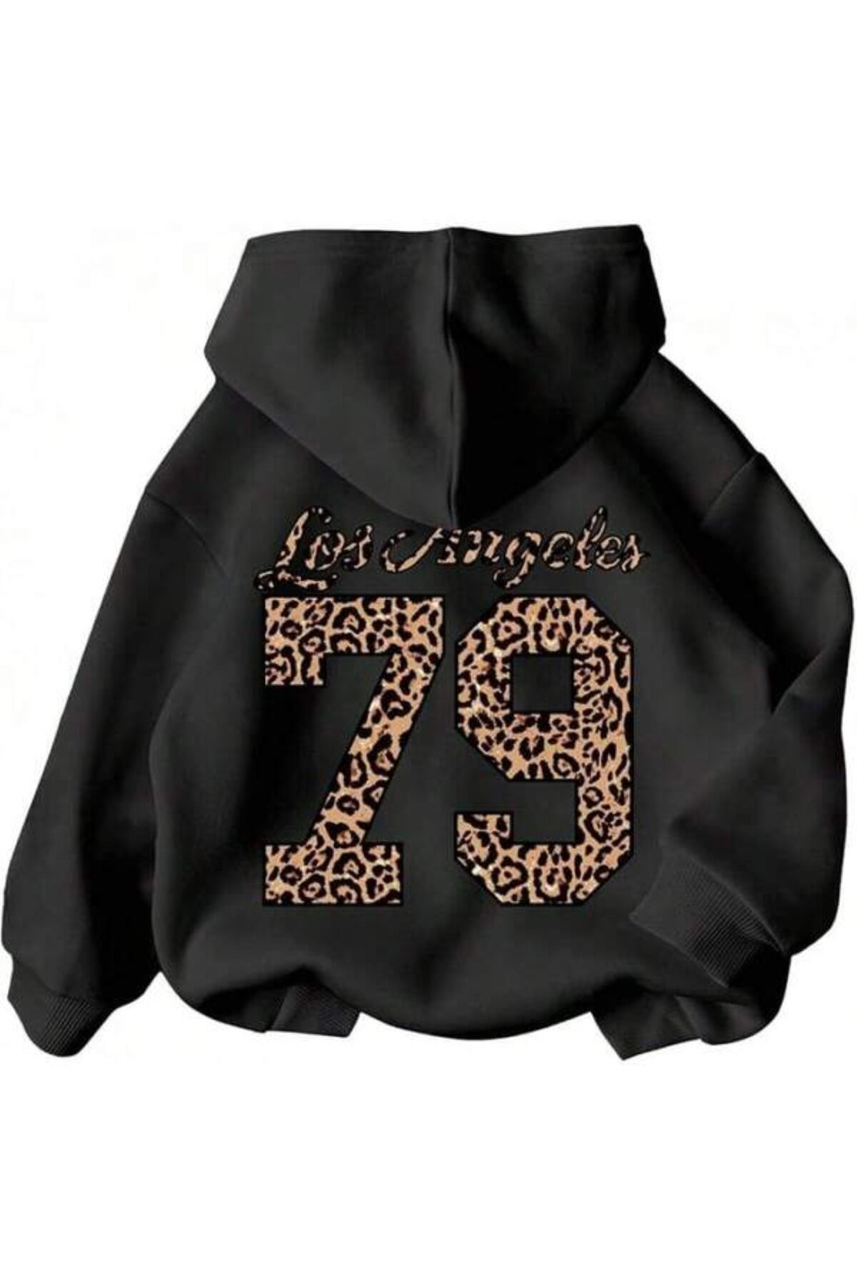 Los Angeles 79 Leopard Print Unisex Hooded Sweatshirt - Black