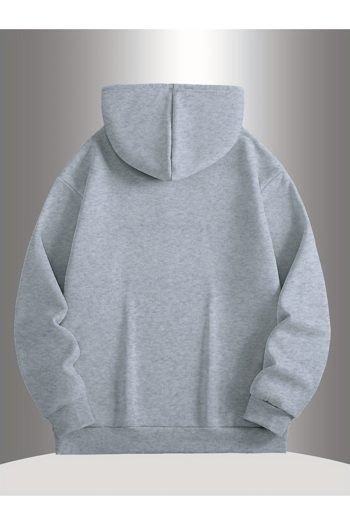 Unisex Oversize Kapüşonlu Sweatshirt King Yazılı - Gri - görsel 2