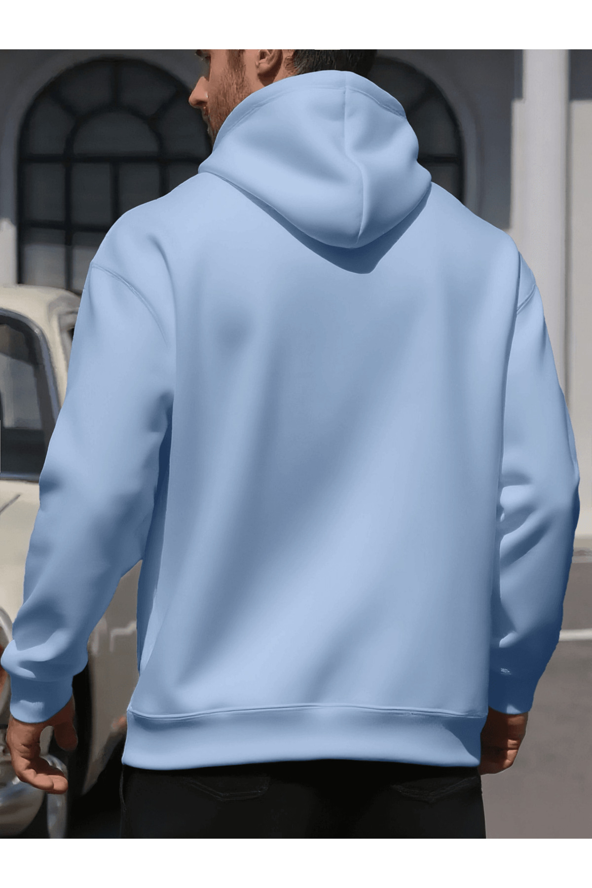 Unisex Oversize Kapüşonlu Sweatshirt King Yazılı - Mavi - görsel 2