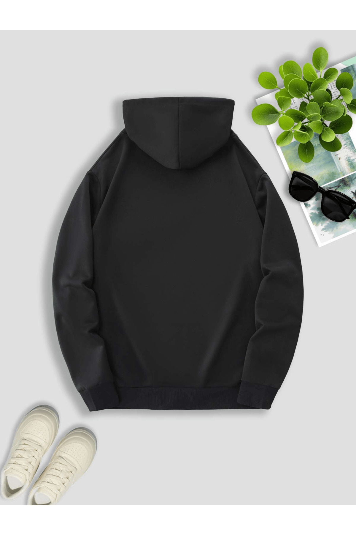 Unisex Oversize Hooded Sweatshirt with Kame Lettering - Black - image 2
