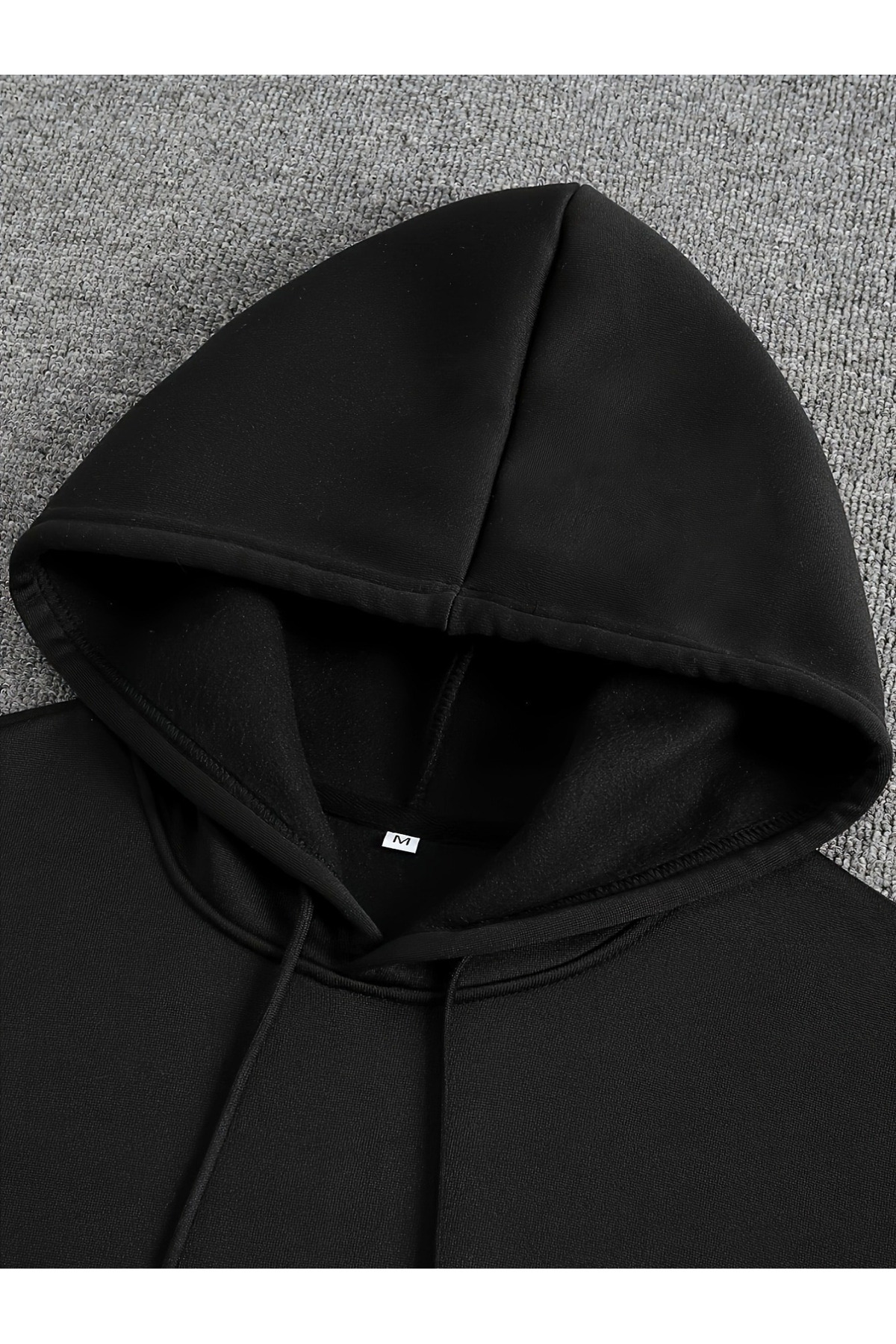 Katana Baskılı Unisex Siyah Oversize Kapüşonlu Sweatshirt Hoodie - Siyah - görsel 3