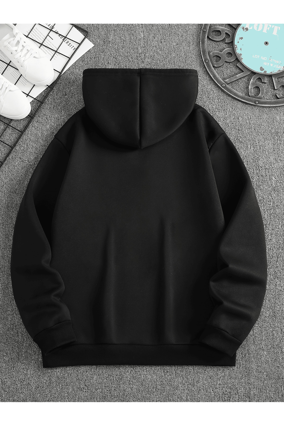 Unisex Oversize Hooded Sweatshirt with Milano Italy Lettering - Black - image 2
