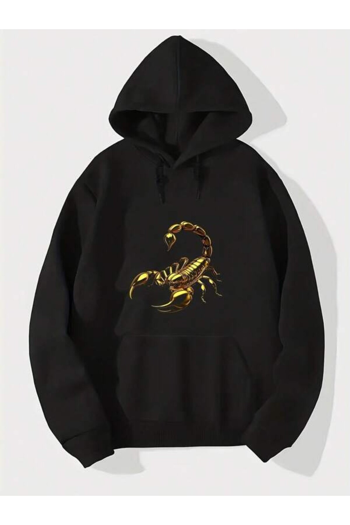 Golden Scorpion Print Unisex Hooded Sweatshirt - Black