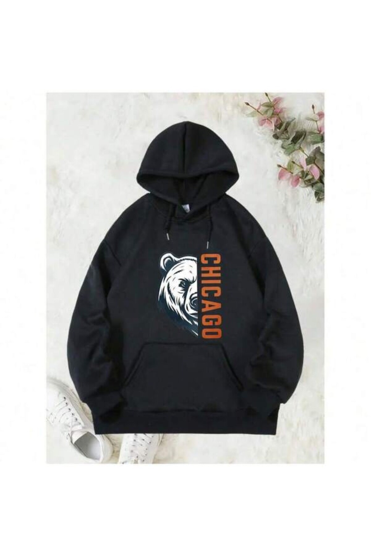 هودي للجنسين بطبعة Chicago Bear - أسود