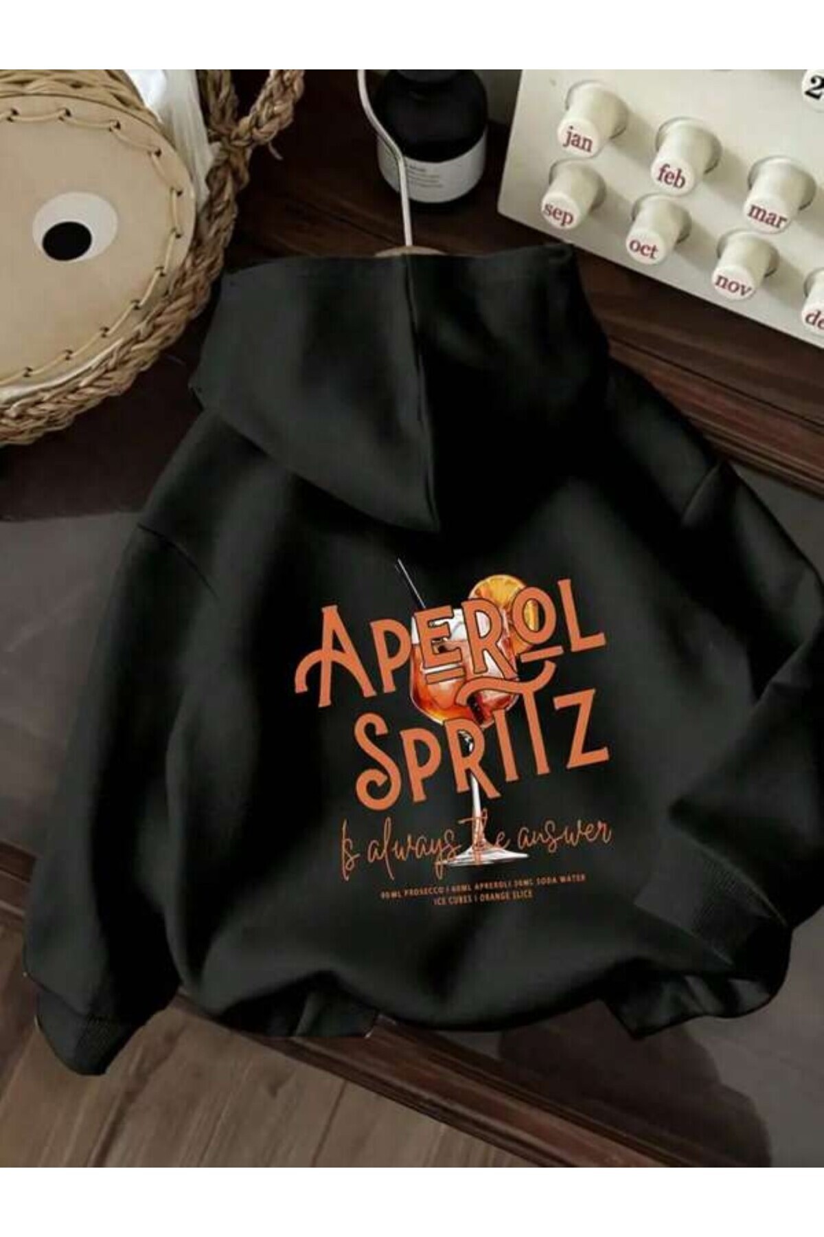 Aperol Spritz Baskılı Unisex Sweatshirt - Siyah