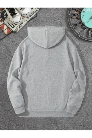 Unisex Oversize Hooded Sweatshirt with Grateful Lettering - Grey - image 2