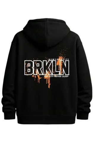 Brooklyn Print Unisex Hooded Sweatshirt - Black - image 1