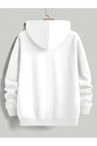 Unisex Oversize Kapüşonlu Sweatshirt Grateful Yazılı - Beyaz - görsel 2