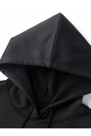 Freedom Lettering Print Unisex Hooded Sweatshirt - Black - image 2