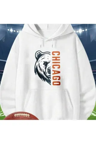 هودي للجنسين بطبعة Chicago Bear - أبيض - الصورة 1