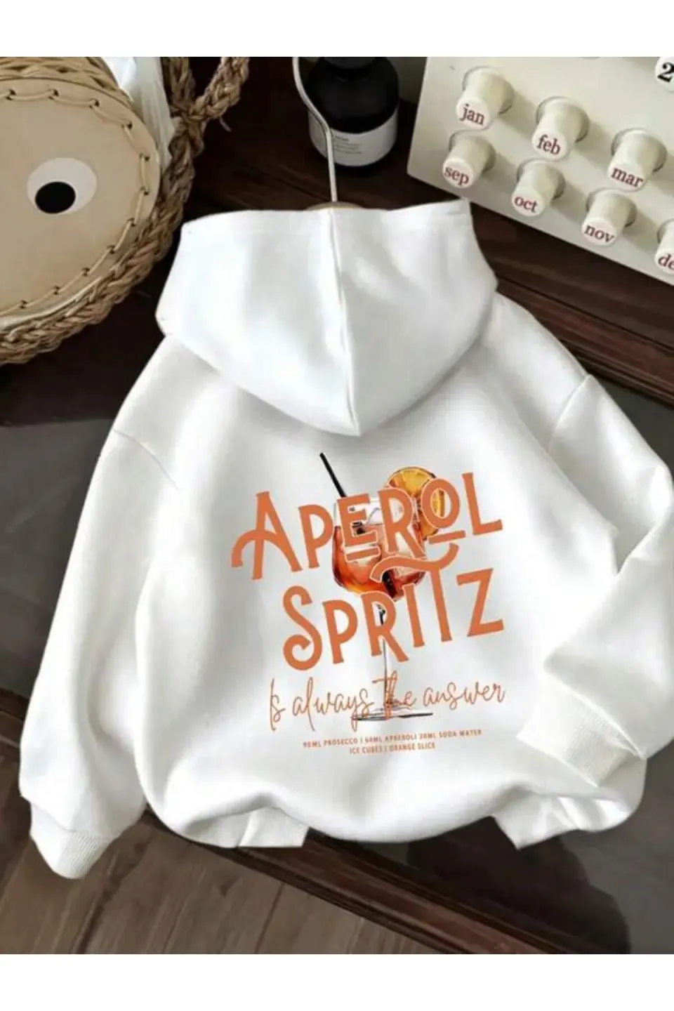 Aperol Spritz Baskılı Unisex Sweatshirt - Beyaz