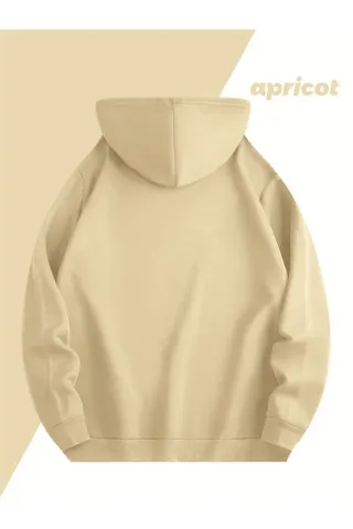 Unisex Oversize Kapüşonlu Sweatshirt Smile Face Desenli - Bej - görsel 2