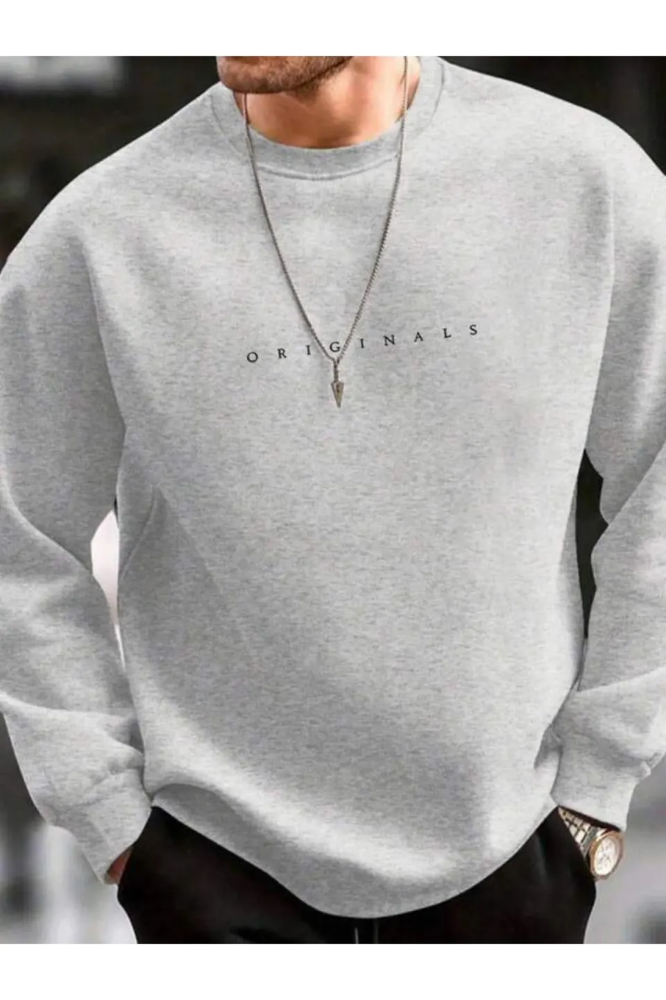 Originals Yazı Baskılı Unisex Sweatshirt - Gri