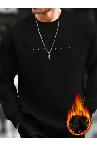 Originals Yazı Baskılı Unisex Sweatshirt - Siyah - görsel 1