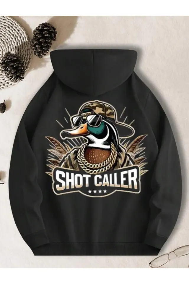 Shot Caller Ördek Baskılı Unisex Hoodie - Siyah