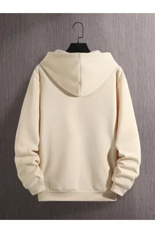 Teddy Bear Print Unisex Hooded Sweatshirt - Beige - image 2