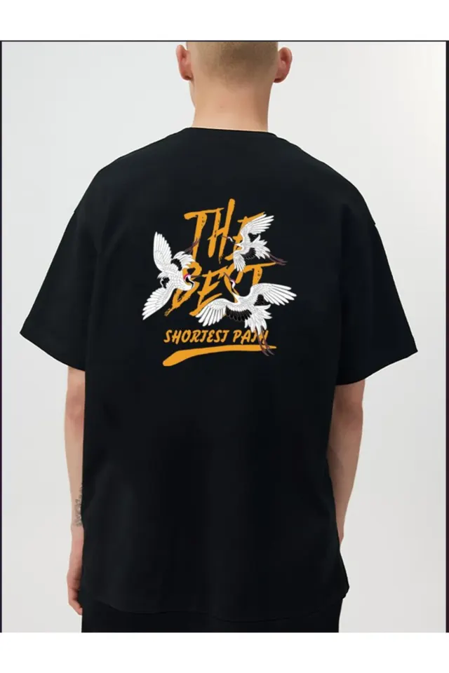 SIYAH Sırt Baskılı Streetwear Unisex Premium T-Shirt - Siyah