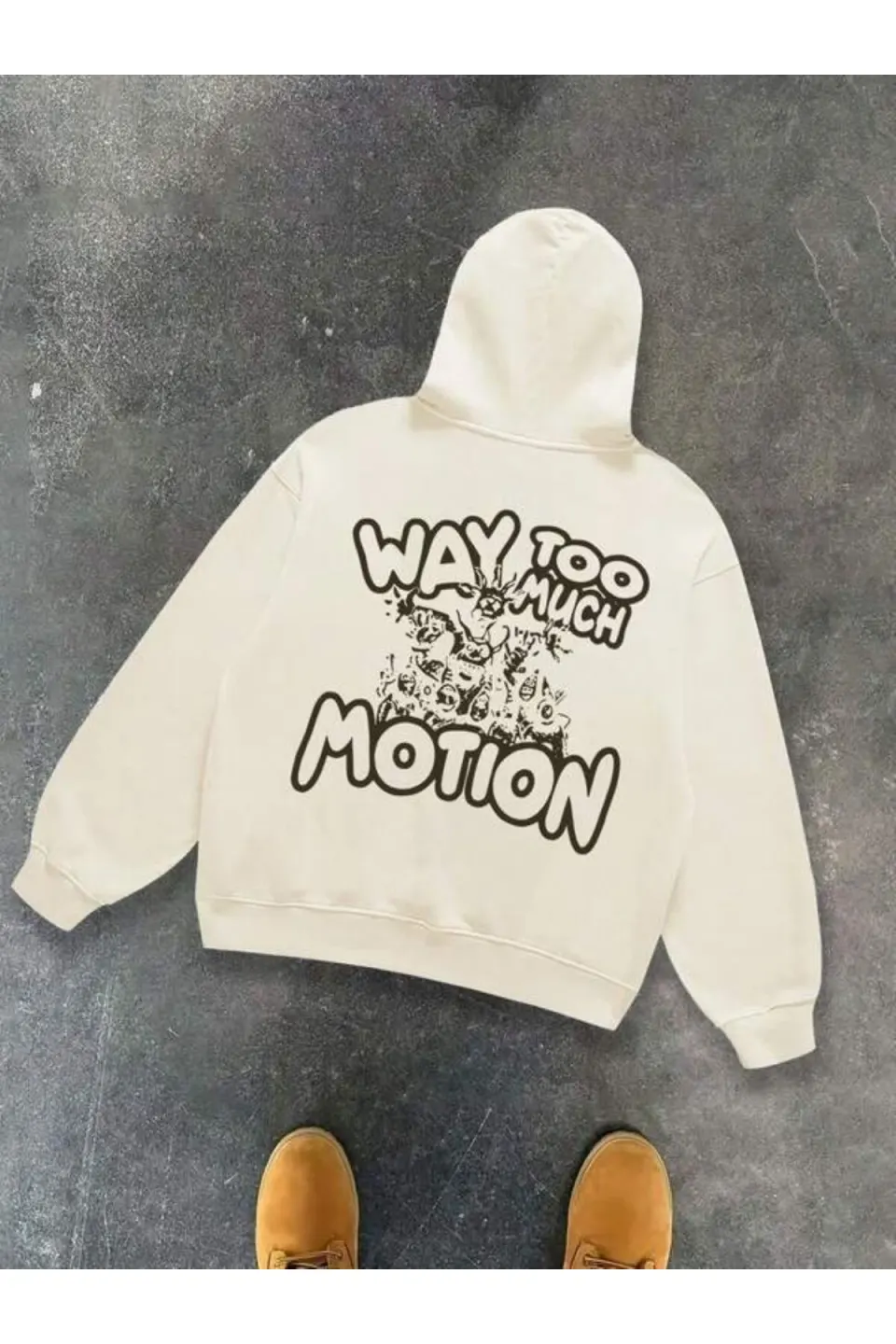 سويت شيرت للجنسين بطبعة Way Too Much Motion - بيج