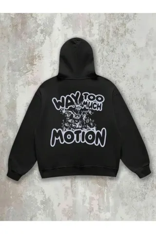 Way Too Much Motion Baskılı Unisex Sweatshirt - Siyah - görsel 1