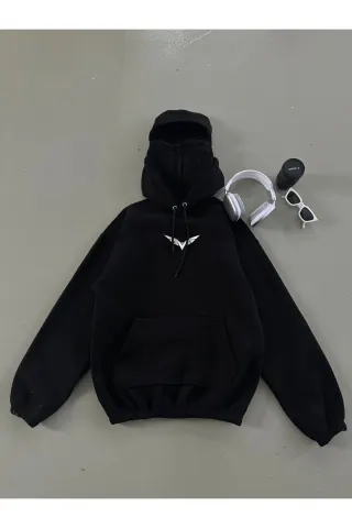 Origami Print Masked Dikay Hooded Sweatshirt Hoodie - Black - image 3