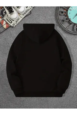 Unisex Oversize Hooded Sweatshirt with Grateful Lettering - Black - image 2