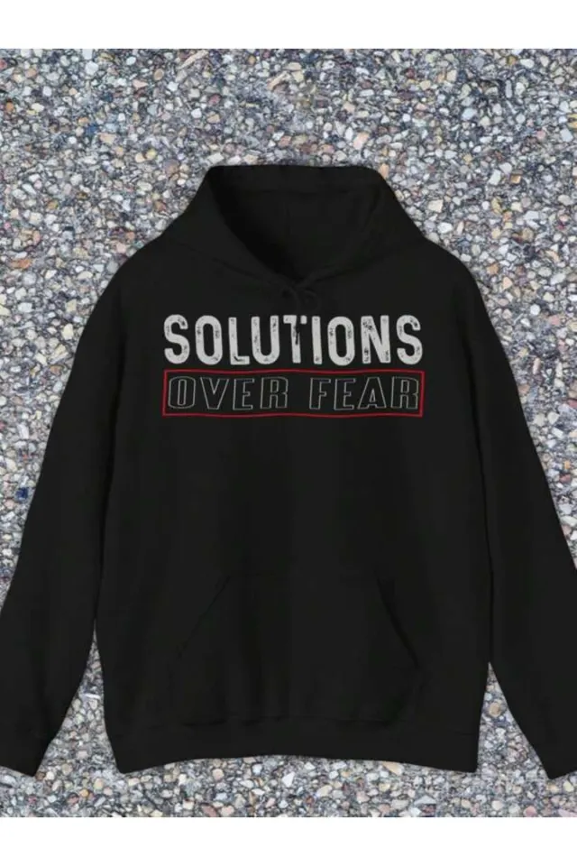 Motivasyon Yazı Baskılı Unisex Kapüşonlu Sweatshirt - Siyah