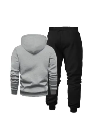 Unisex Oversize New York Lettering Hoodie & Jogger Tracksuit - Grey - image 2