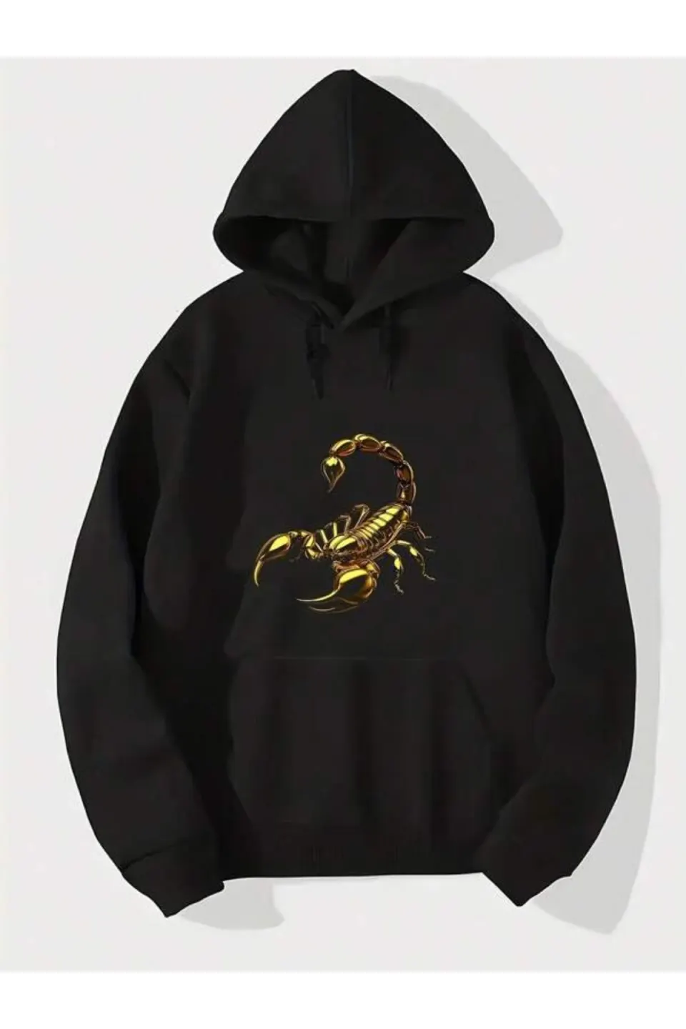 Altın Akrep Baskılı Unisex Kapüşonlu Sweatshirt - Siyah